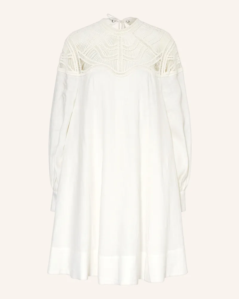 Riani Leinenkleid mit Spitze Weiss
