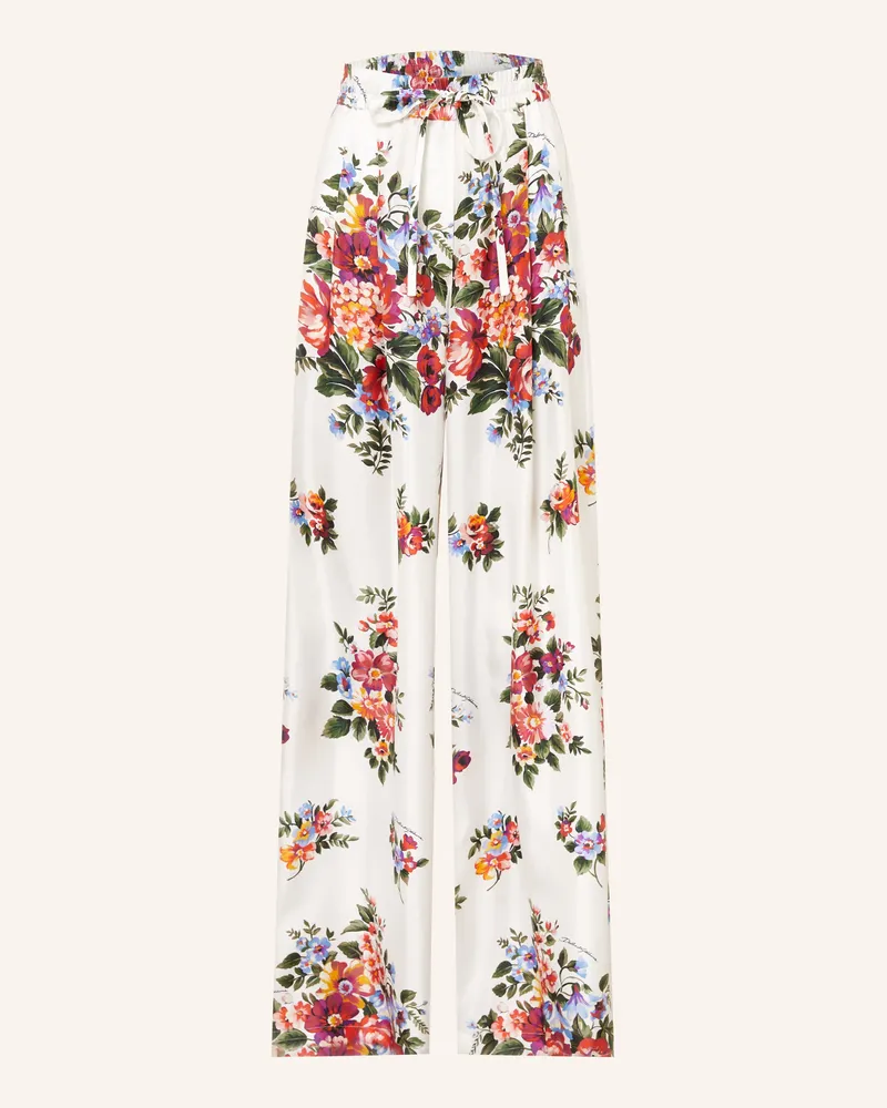 Dolce & Gabbana Marlenehose Aus Seide weiss Weiss