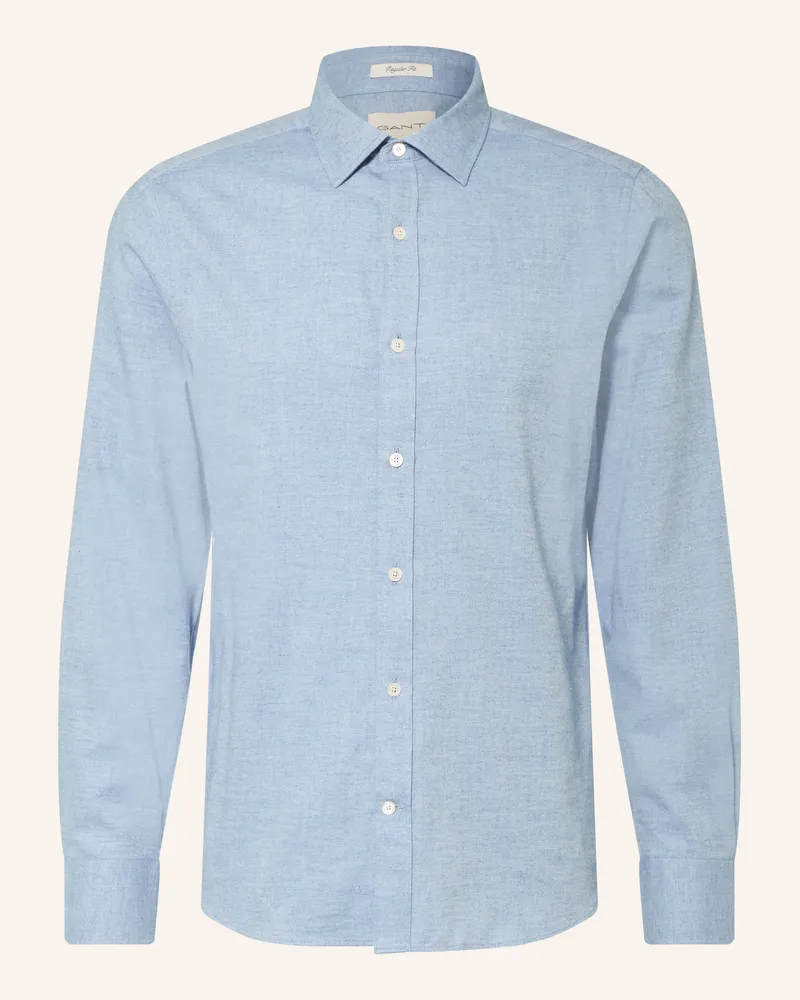 Gant Flanellhemd Regular Fit blau Hellblau
