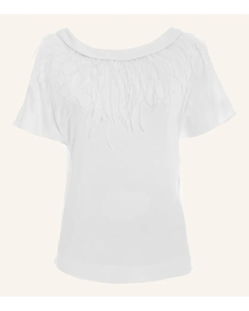 Helene Galwas T-Shirt mit abnehmbaren Federn ALEXANDRA Weiss