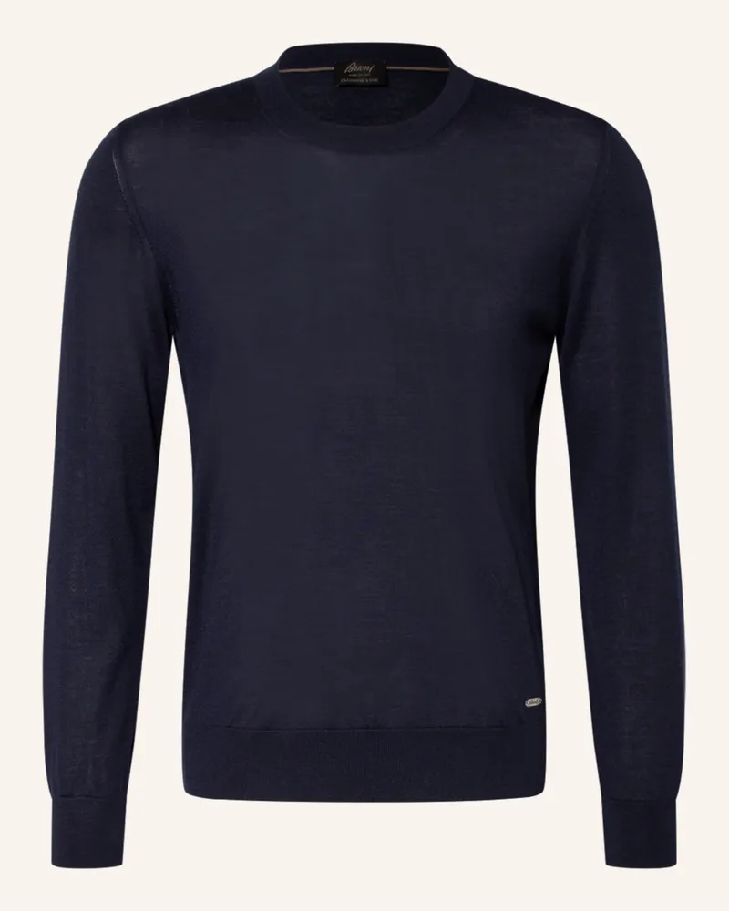 Brioni Cashmere-Pullover mit Seide Dunkelblau
