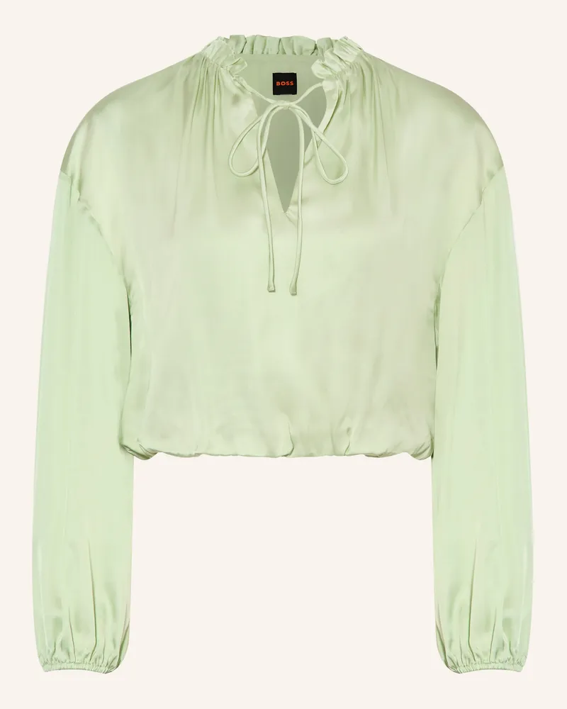 HUGO BOSS Blusenshirt Brise Aus Satin Und Mit Rüschen gruen Hellgrün