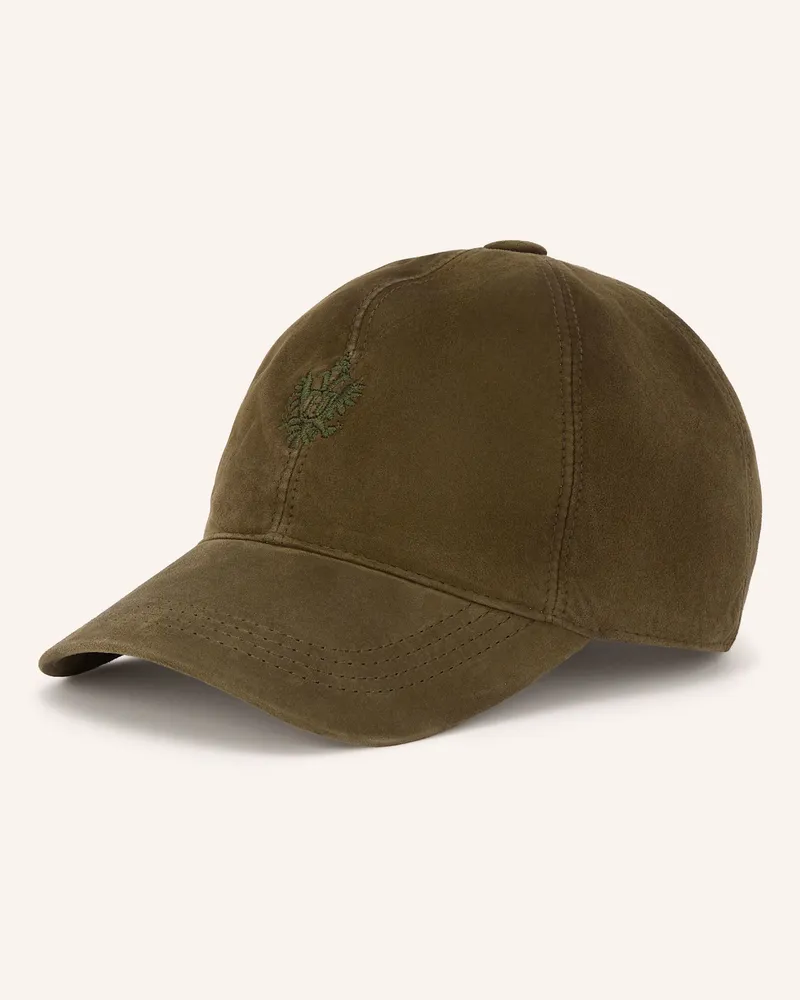 Habsburg Leder-Cap gruen Oliv