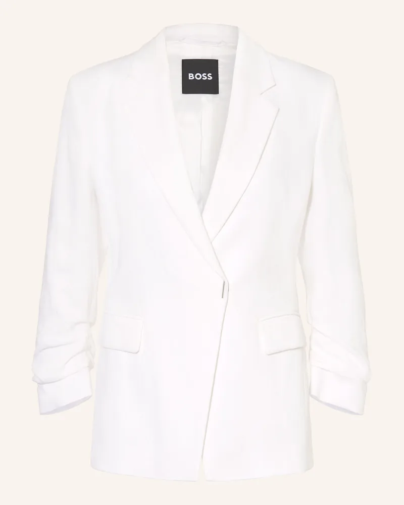HUGO BOSS Blazer JIA mit Leinen und 3/4-Arm Ecru