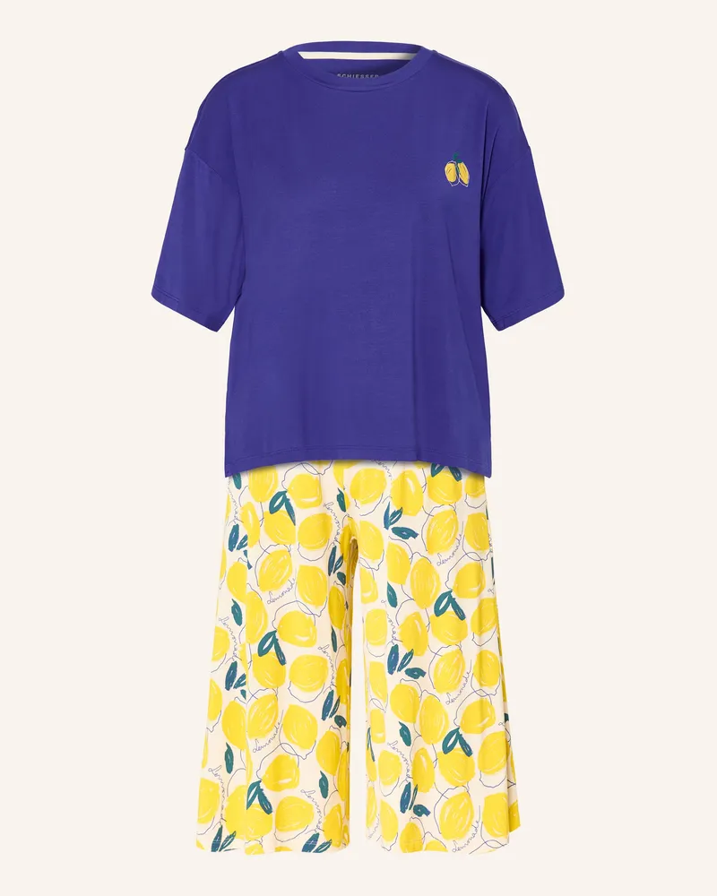 Schiesser 3/4-Schlafanzug CASUAL FASHION Dunkelblau