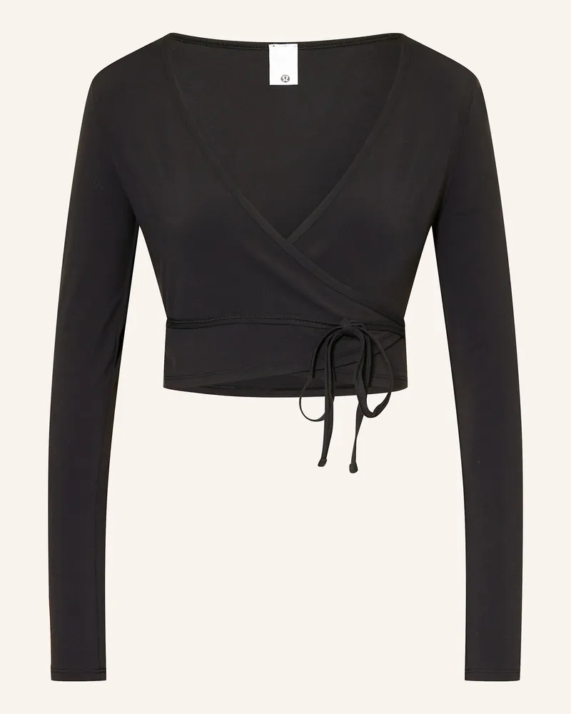 LULULEMON Wickelshirt NULU™ LONG-SLEEVE CROPPED WRAP Schwarz