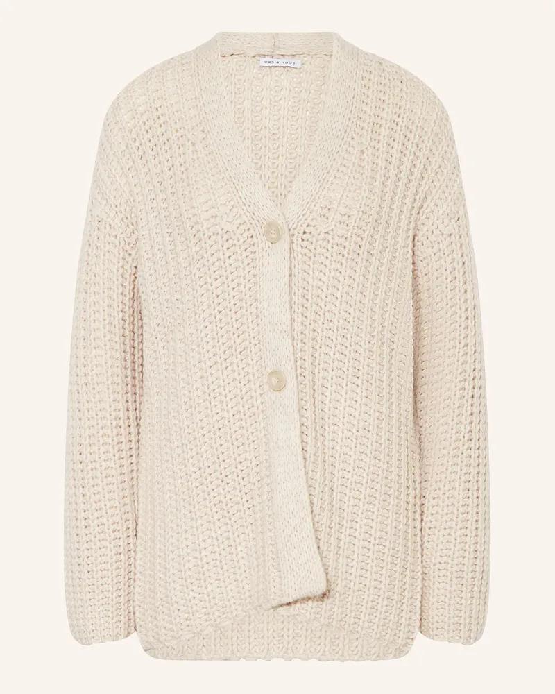 Mrs & HUGS Strickjacke Mit Cashmere weiss Hellgrau