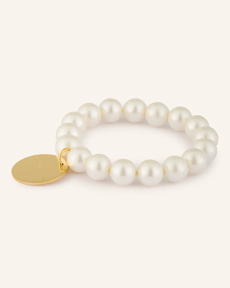 Vanessa Baroni Armband Mini Beads Flex weiss Gold