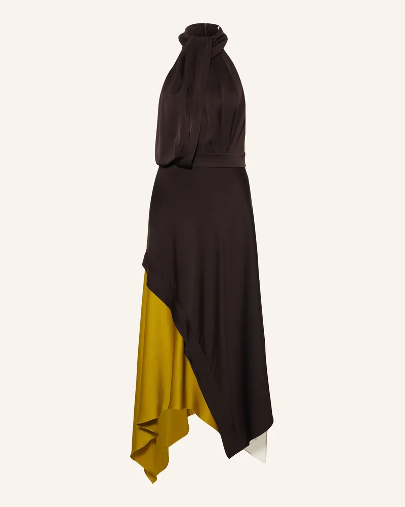 Reiss Satinkleid Bianca rot Dunkelbraun