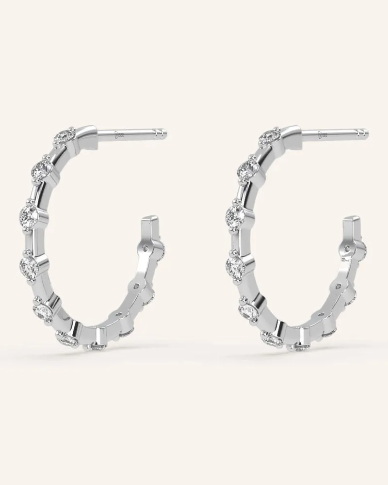 VEYNOU Creolen Daisy Aus 14 Karat Weißgold Und 0,40ct. Lab-Grown Diamanten silber Weissgold