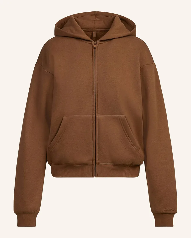 SKIMS Lounge-Sweatjacke Cotton-Fleece braun Bison