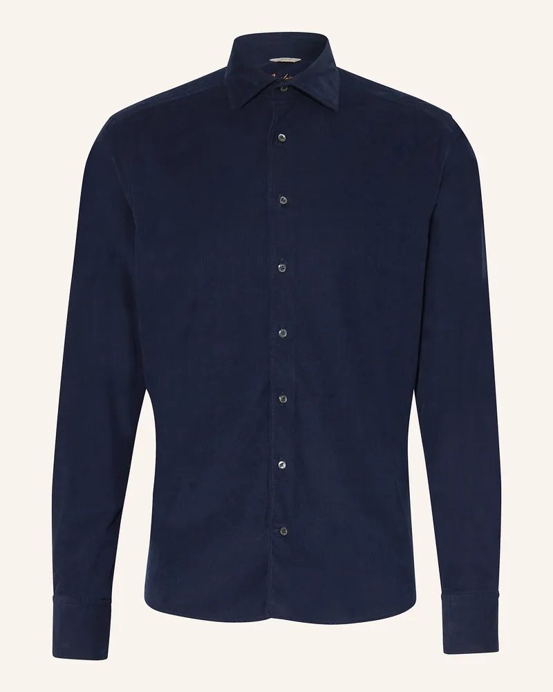 Stenströms Cordhemd Slim Fit blau Dunkelblau