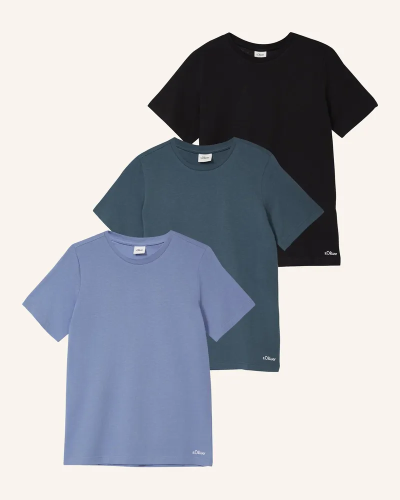 S.Oliver 3er-Pack T-Shirts schwarz Petrol