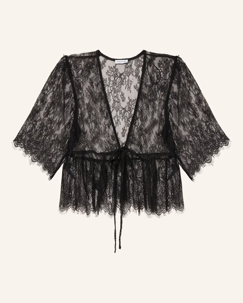 Mrs & HUGS Spitzenbluse schwarz Schwarz