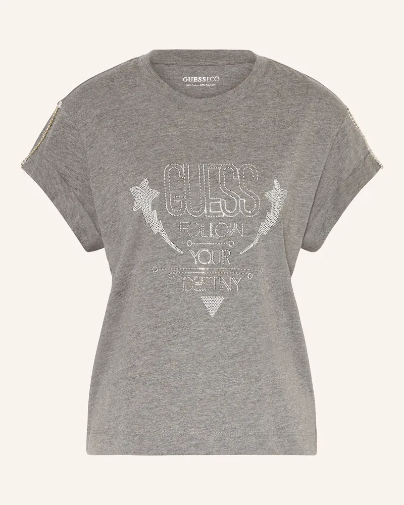 Guess T-Shirt mit Schmucksteinen Grau