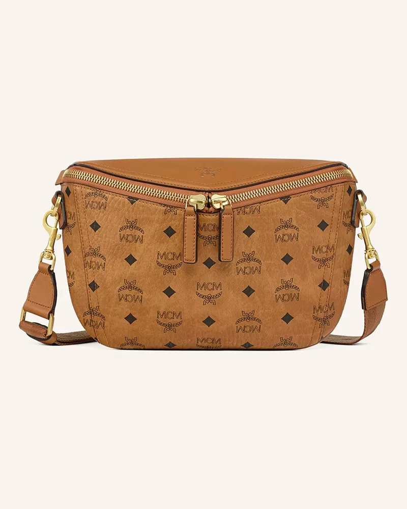 MCM Umhängetasche Diamond 3d braun Cognac