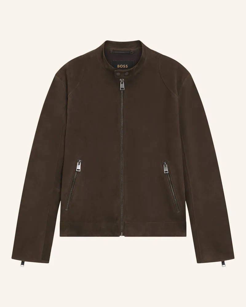 HUGO BOSS Lederjacke L-miker1 braun 