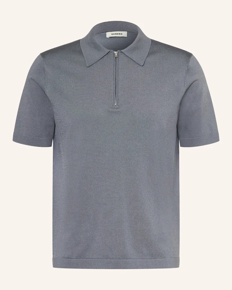 Sandro Strick-Poloshirt grau Blaugrau