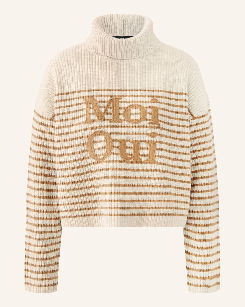 Oui  Rollkragenpullover weiss Camel