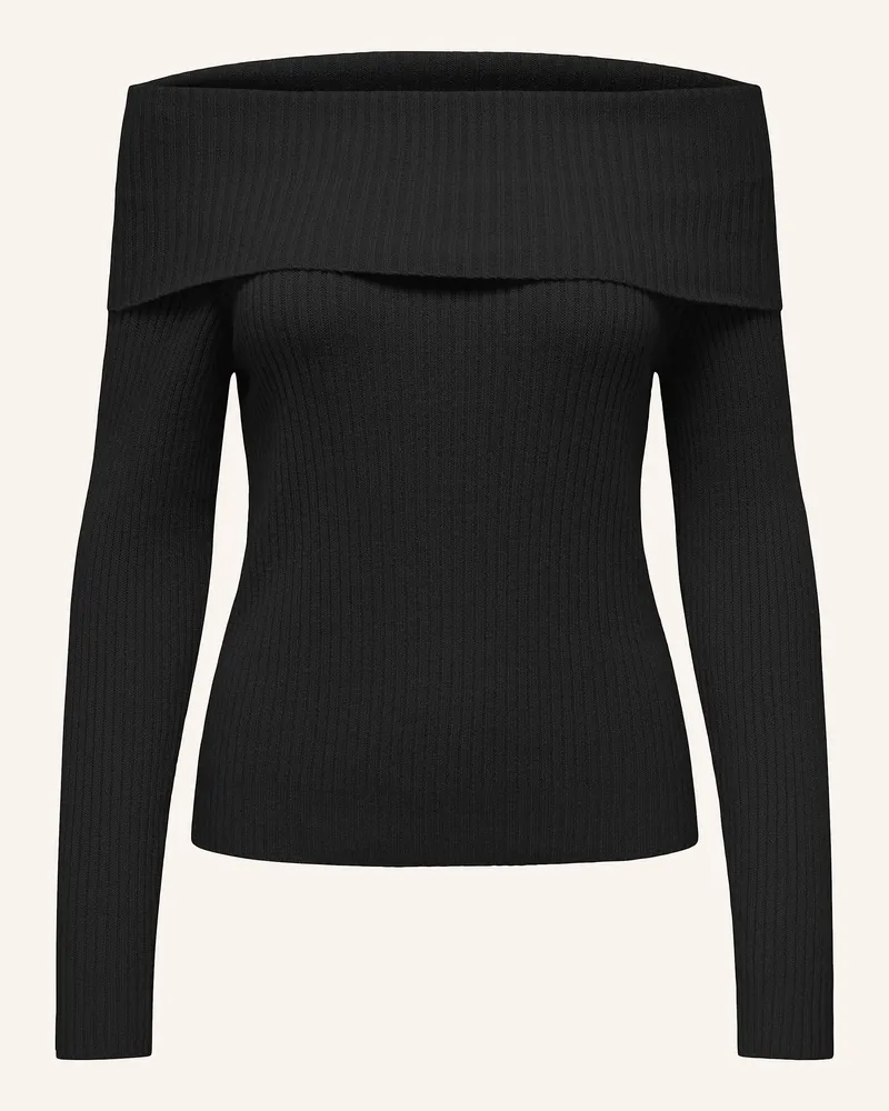 only Off-Shoulder-Pullover Schwarz