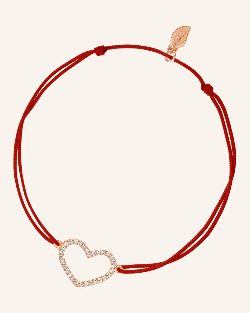 Leaf Freundschaftsarmband Heart Aus 18 Karat Roségold Mit Diamanten rot Rot