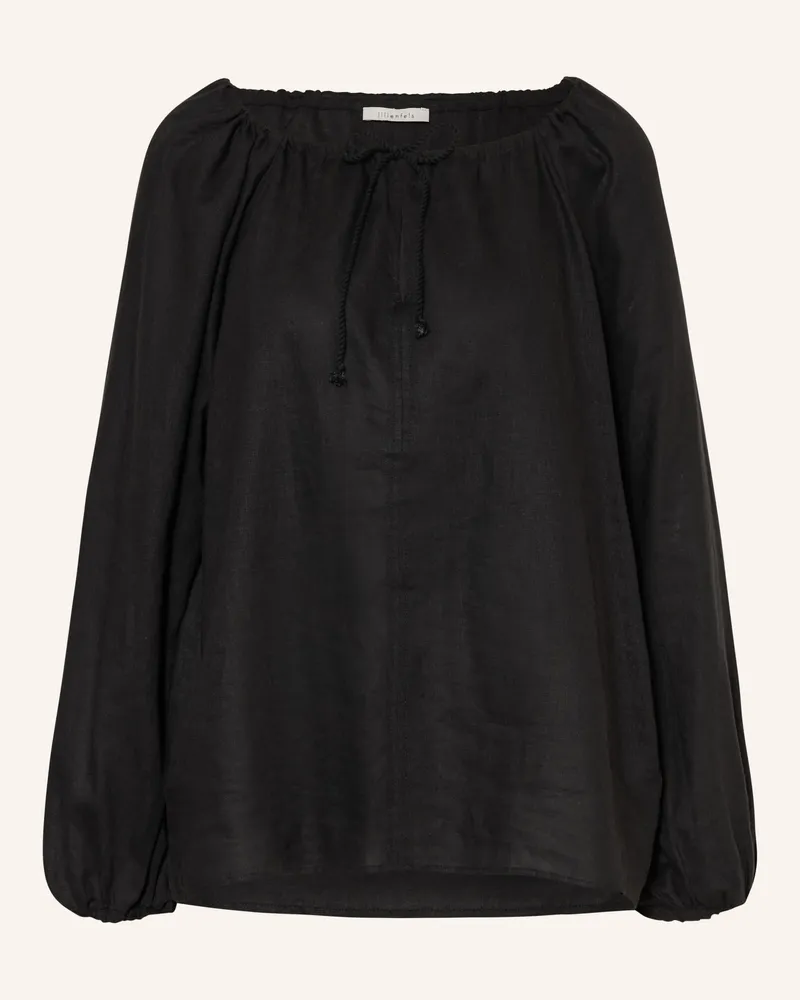 lilienfels Blusenshirt mit Leinen Schwarz
