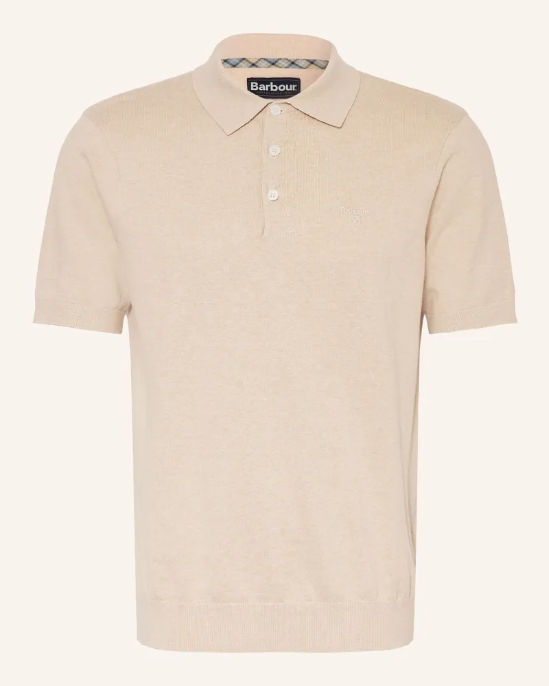 Barbour Strick-Poloshirt MUSTON mit Leinen Beige