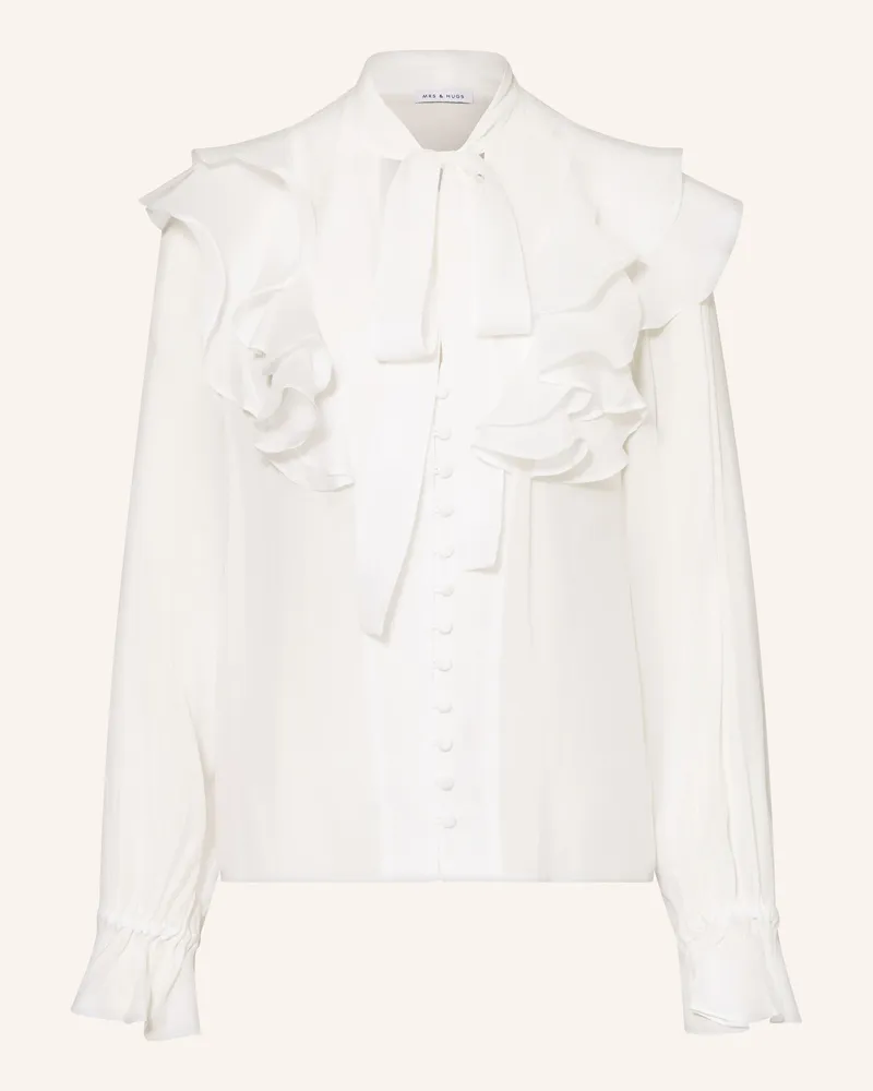 Mrs & HUGS Schluppenbluse mit Volants Weiss