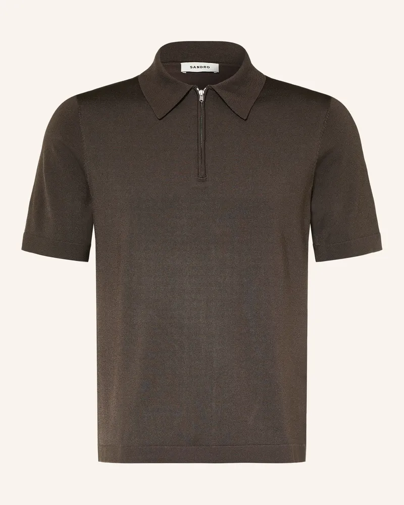 Sandro Strick-Poloshirt braun Dunkelbraun