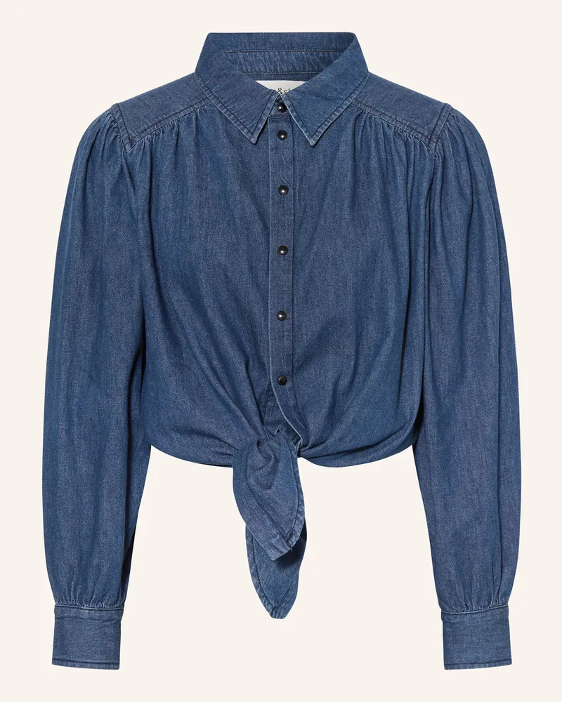 ba&sh Cropped-Jeansbluse LERIA Blue
