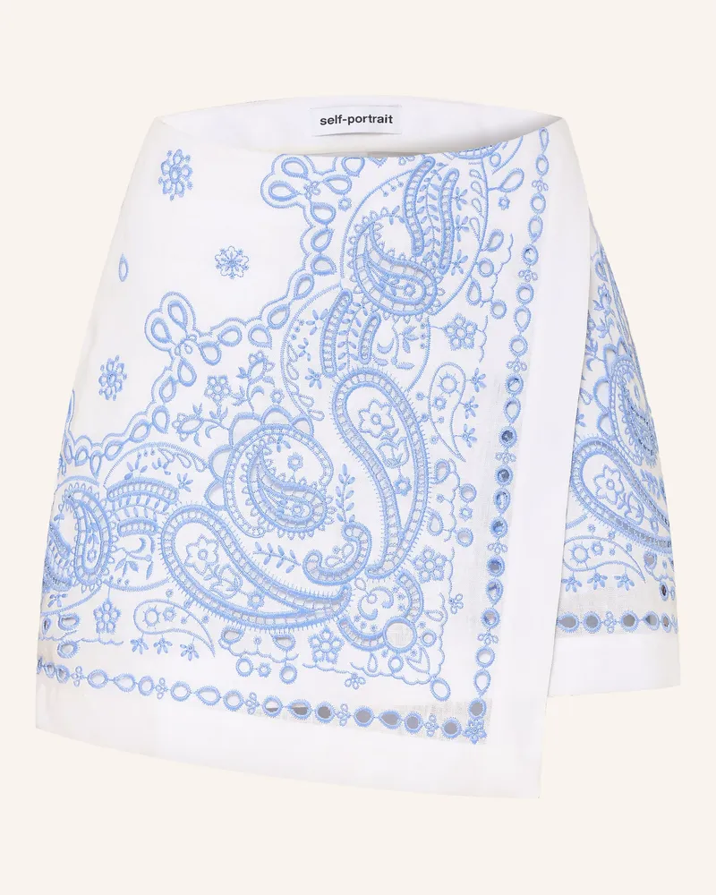 Self-Portrait Leinen-Skort Mit Lochspitze weiss Weiss
