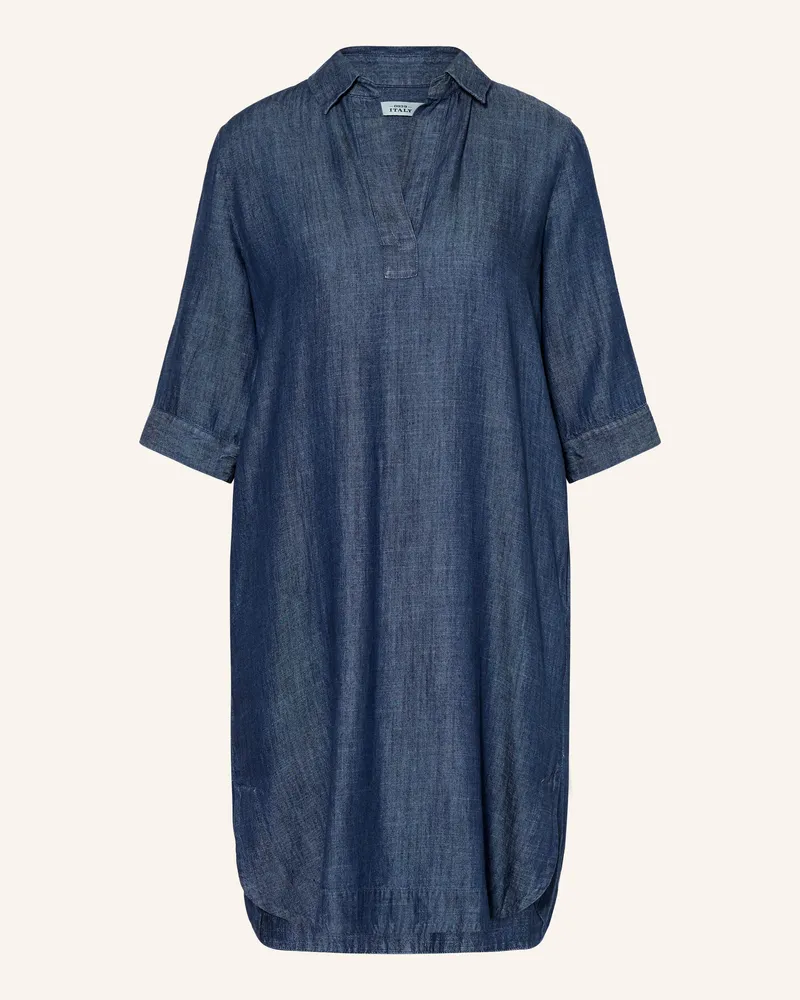 0039 Italy Kleid in Jeansoptik mit 3/4-Arm Blau
