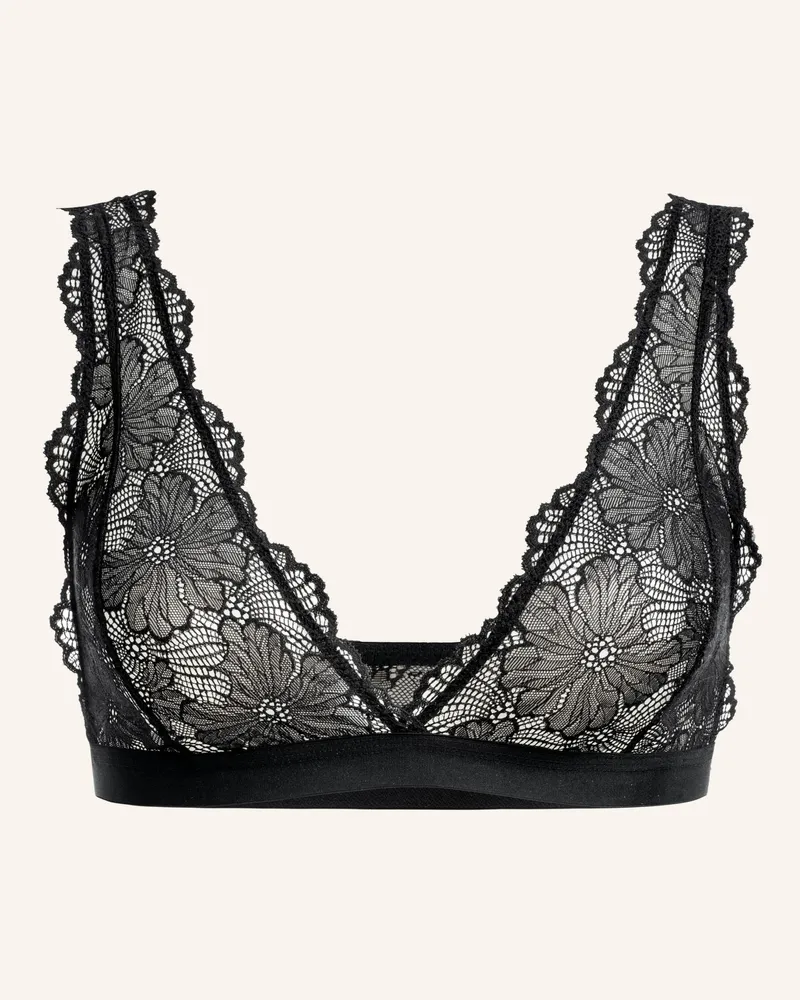 Ehrlich Textil Classy Lace Spitzen Bralette Bügellos Aus Recyceltem Polyamid - Verstellbare Träger schwarz Schwarz
