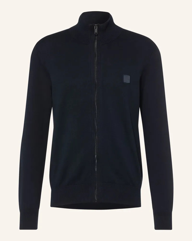 HUGO BOSS Strickjacke Kanozip blau Dunkelblau