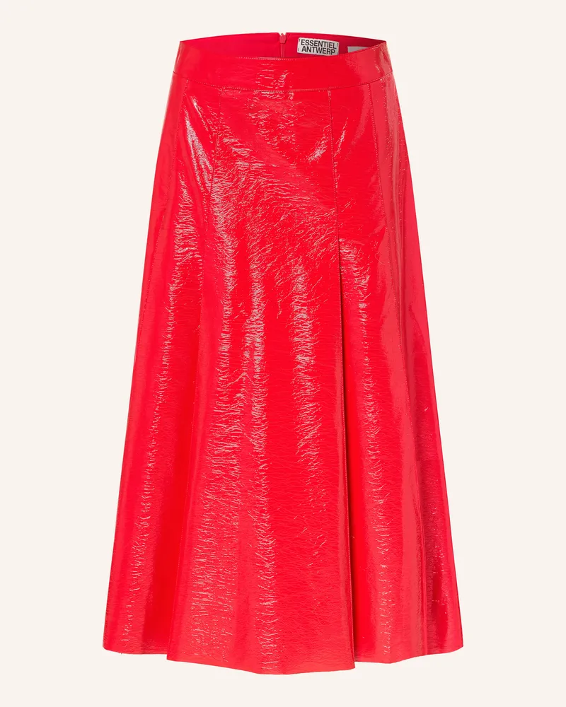 Essentiel Faltenrock In Lederoptik rot Rot