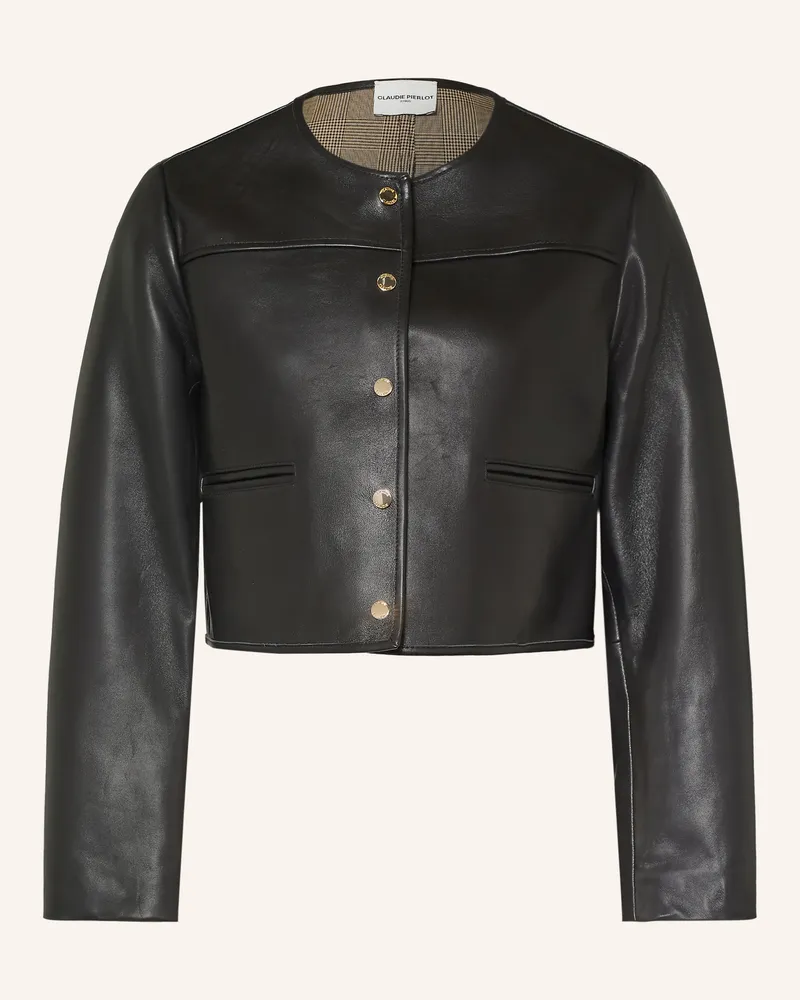 Claudie Pierlot Lederjacke schwarz Schwarz