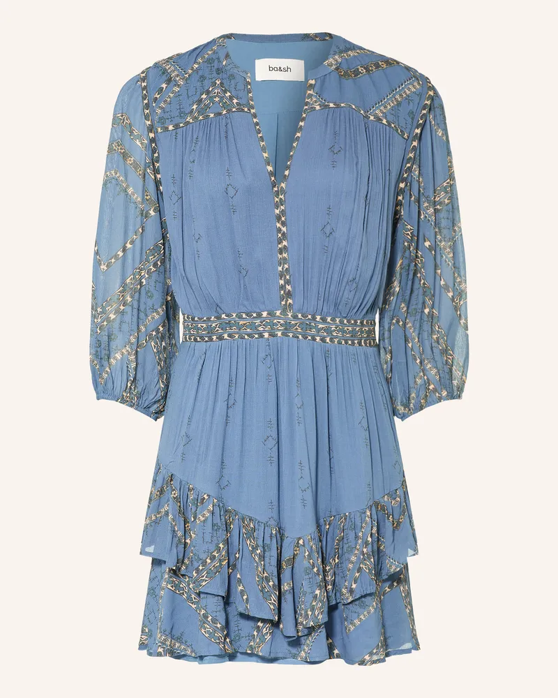 ba&sh Kleid Poly Mit 3/4-Arm Und Rüschen blau Blau