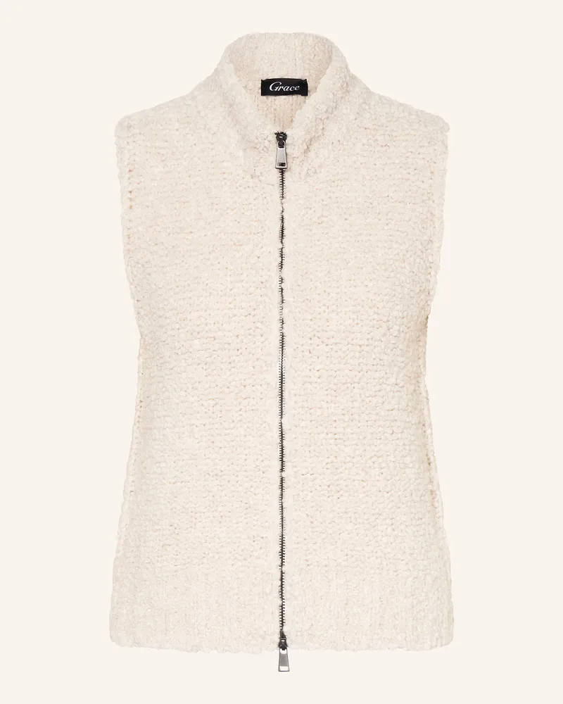 Grace Strickweste Aus Teddyfell weiss Ecru