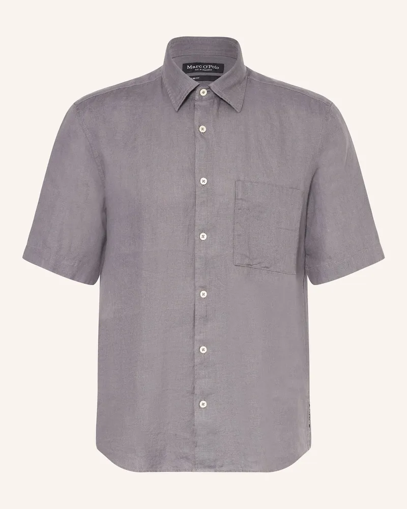 Marc O'Polo Kurzarm-Hemd Regular Fit aus Leinen Grau