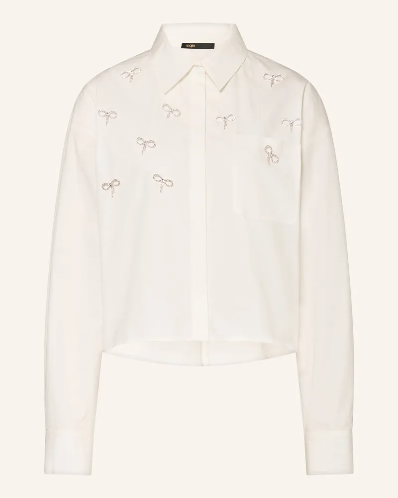 Maje Hemdbluse Mit Schmucksteinen weiss Weiss