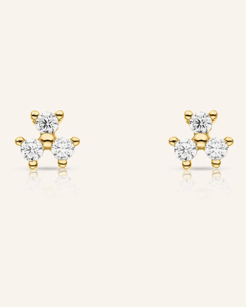 VEYNOU Ohrstecker FLEUR aus 14 Karat Gelbgold und 0,16ct. Diamanten Gold