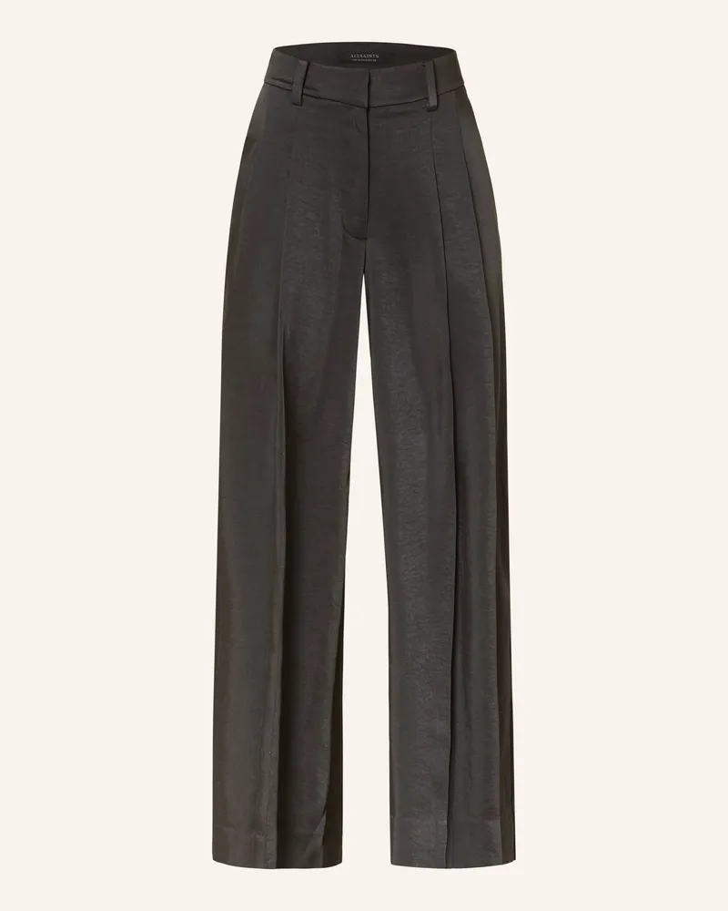 AllSaints Marlenehose Poppy Aus Satin schwarz Schwarz