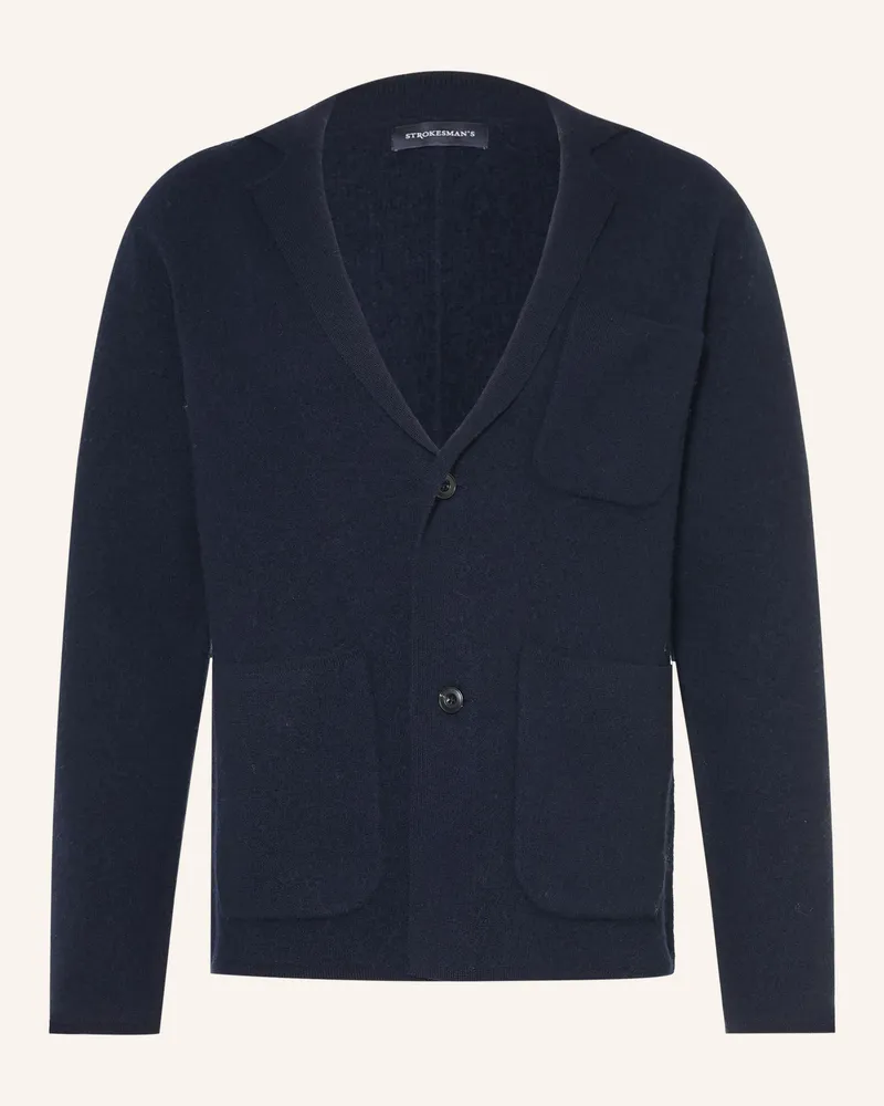 Strokesman's Stricksakko Slim Fit blau Dunkelblau