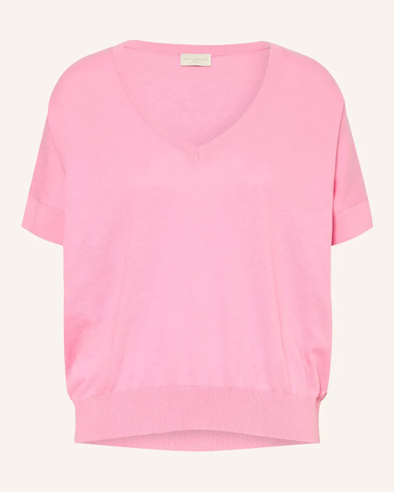 Milano Italy Strickshirt Mit Leinen pink Rosa