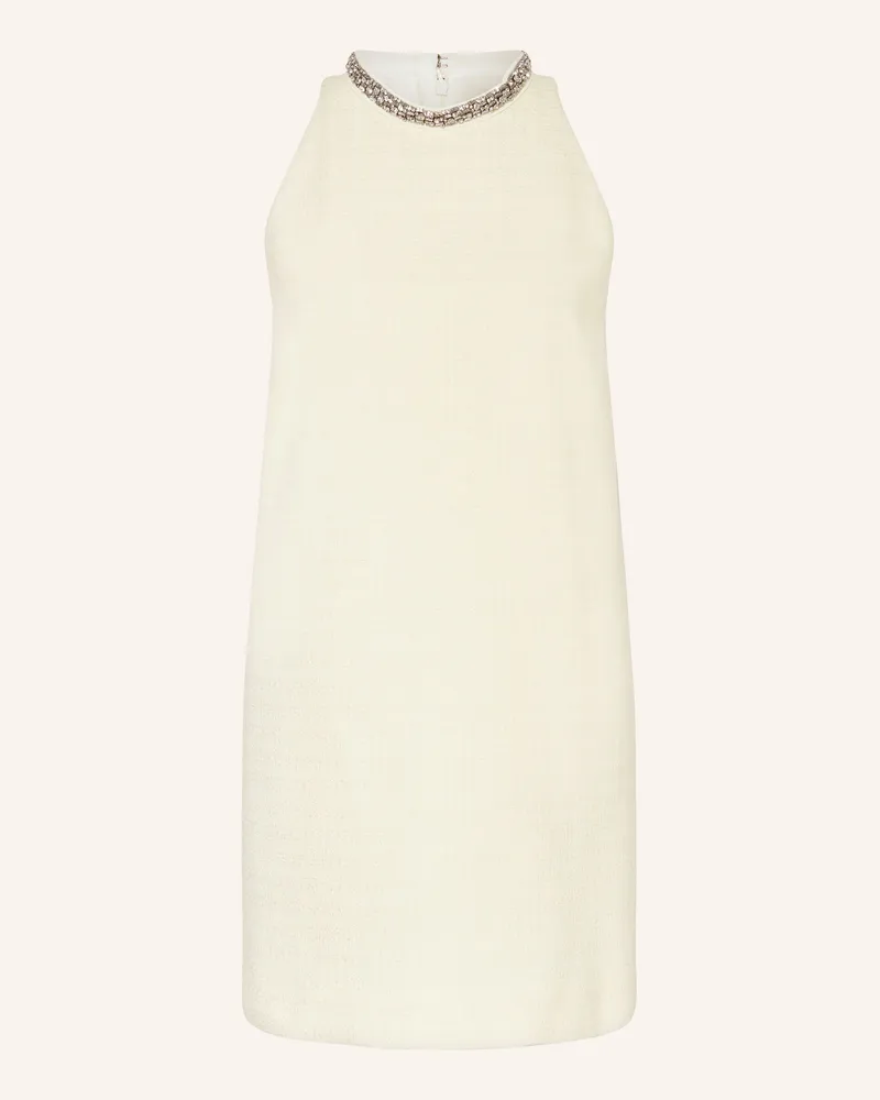 Sandro Tweed-Kleid mit Schmucksteinen Ecru