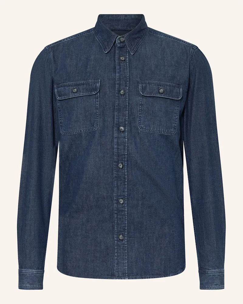 HUGO BOSS Jeanshemd Straight Fit blau Dunkelblau