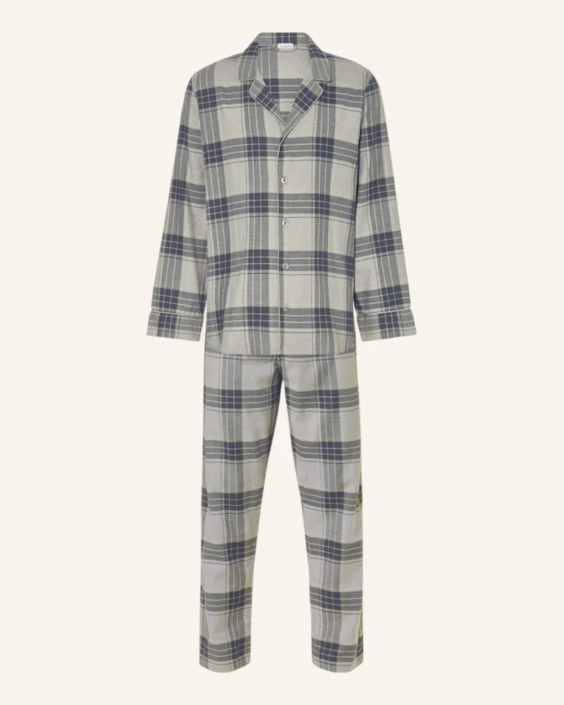 Zimmerli Schlafanzug COZY FLANNEL aus Flanell Dunkelgrau
