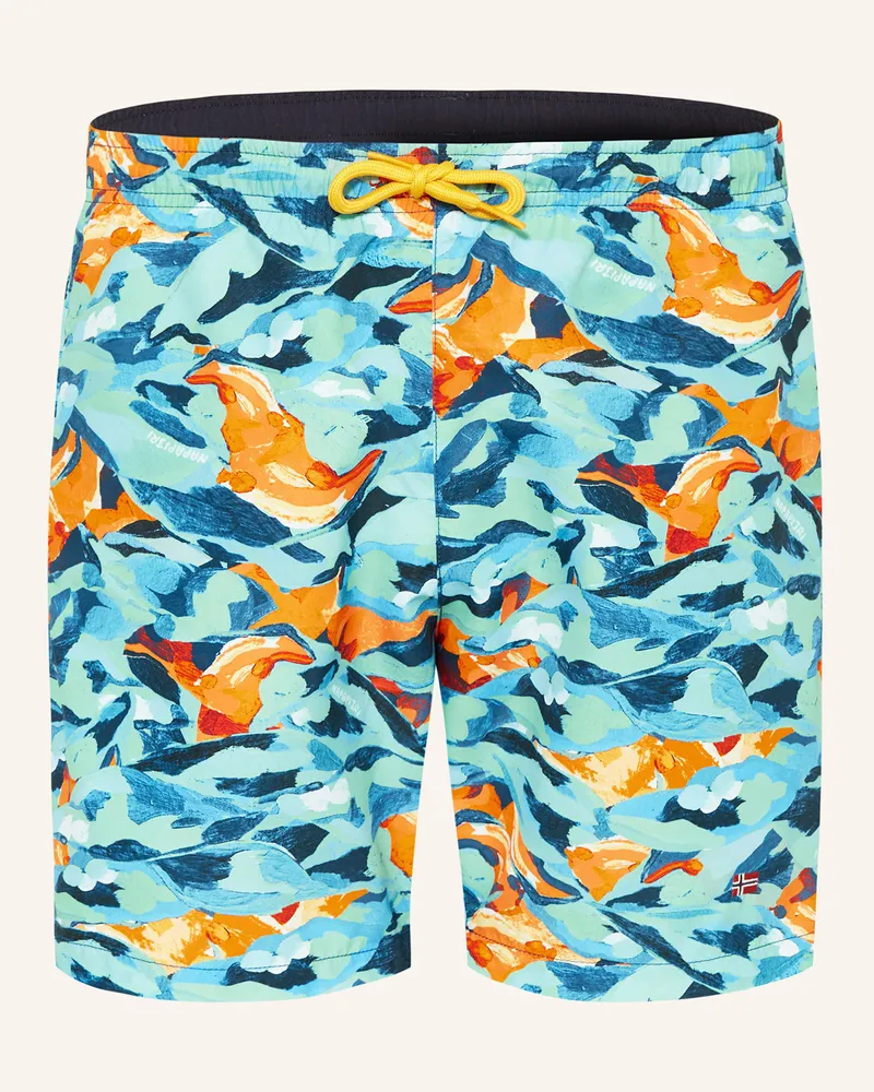 Napapijri Badeshorts V-Inuvik weiss Türkis