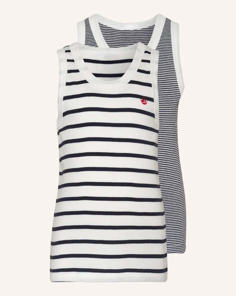 Petit Bateau 2er-Pack Unterhemden blau Weiss