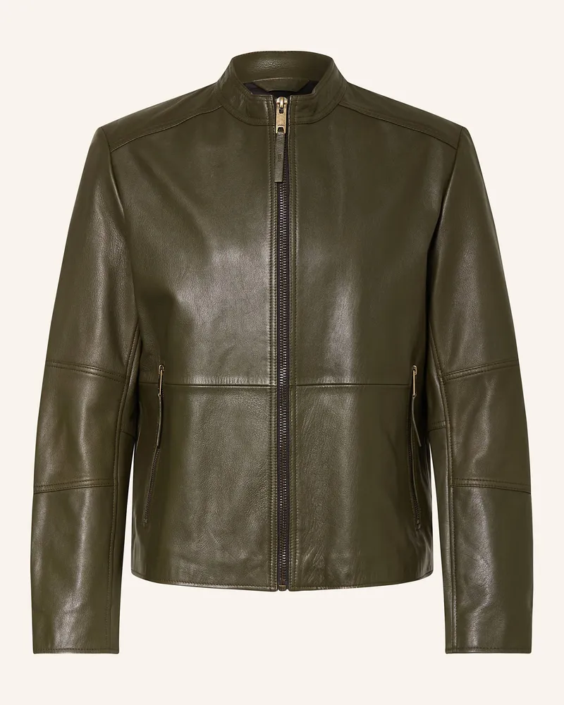HUGO BOSS Lederjacke Lokis gruen Dunkelgrün
